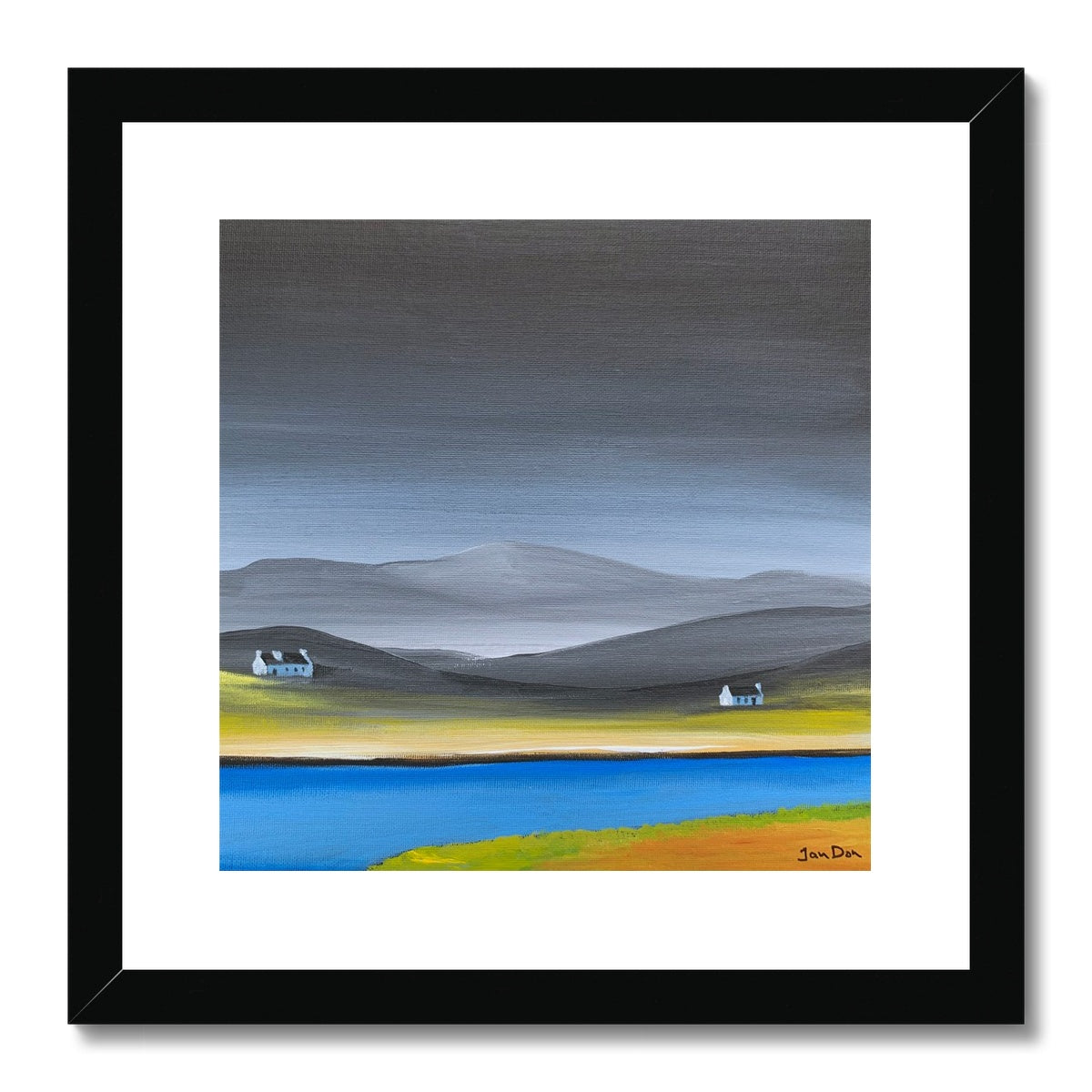 Two Cottages In the Hills Framed & Mounted Print
