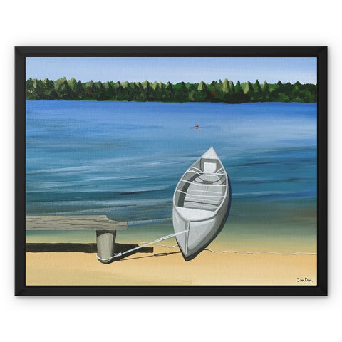 Boat on the Shore Framed Canvas