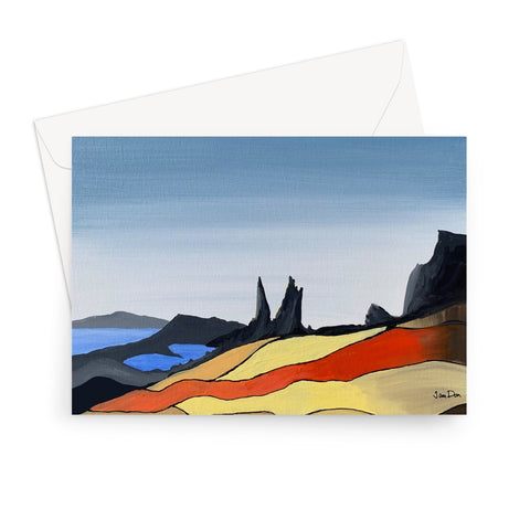 'Old Man of Storr with bold red stripe' Greeting Card