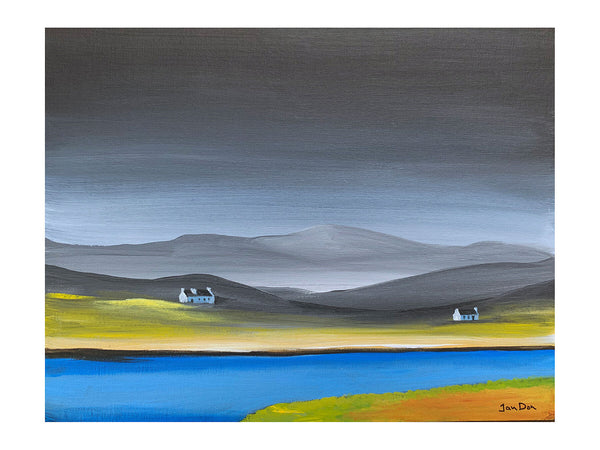 'Two Cottages in the Hills' - (unframed)