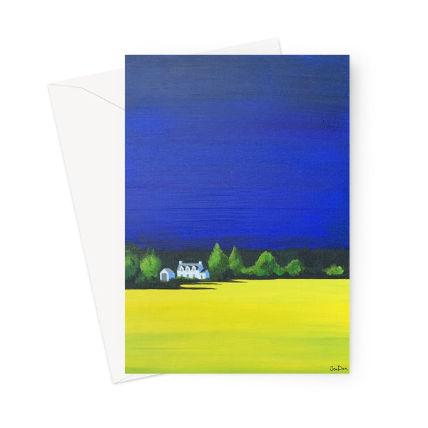 Cottage with blue and yellow Greeting Card