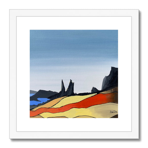 'Old Man of Storr with bold red stripe'- Framed & Mounted Print