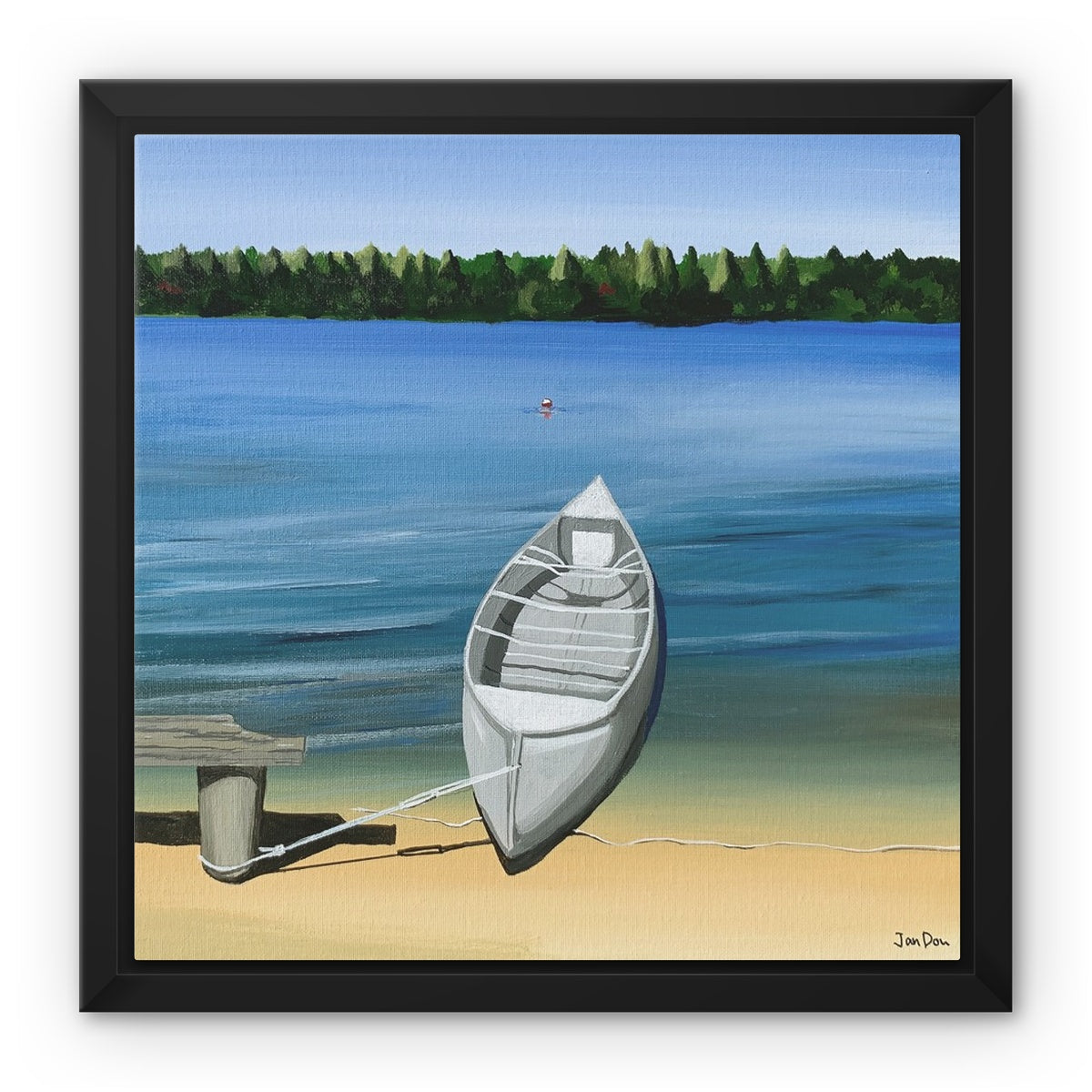 Boat on the Shore Framed Canvas